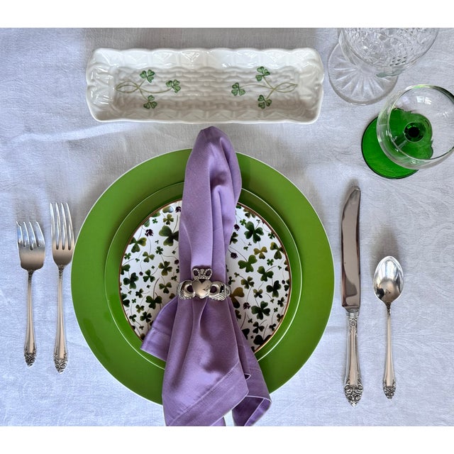 Late 20th Century Made in Ireland Vintage Silver Plated Claddagh Motif Napkin Rings - Set of 6 For Sale - Image 5 of 10