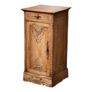 Early 20th Century French Louis XIV Carved Bleached Oak Cabinet From Normandy For Sale