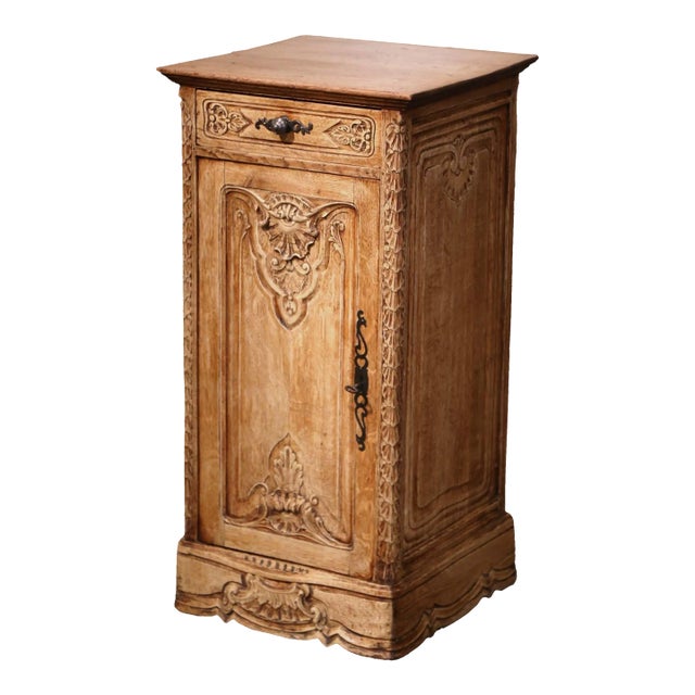 Early 20th Century French Louis XIV Carved Bleached Oak Cabinet From Normandy For Sale