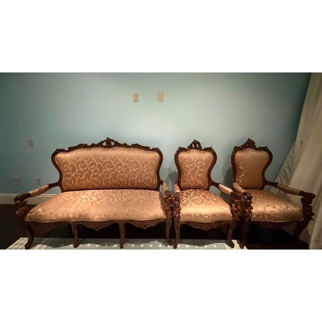 Rococo 1980s Victorian Rococo Revival Living Room / Salon Set – 7 Pieces For Sale - Image 3 of 8