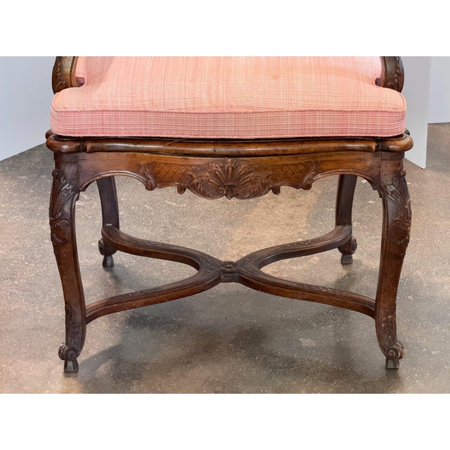 Wood 19th Century Pair of Carved French Walnut Armchairs With Caned Backs For Sale - Image 7 of 16