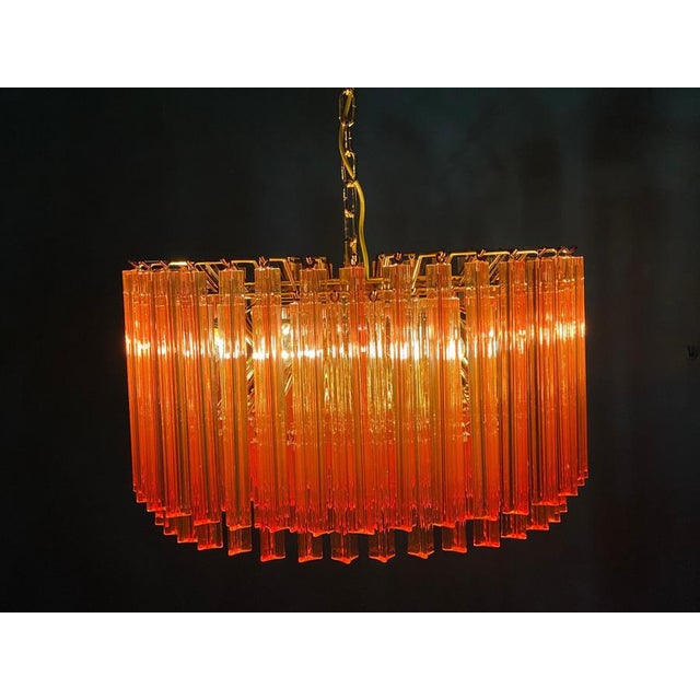 Coral Triedi Crystal Prism Chandelier, 1990s For Sale - Image 9 of 18