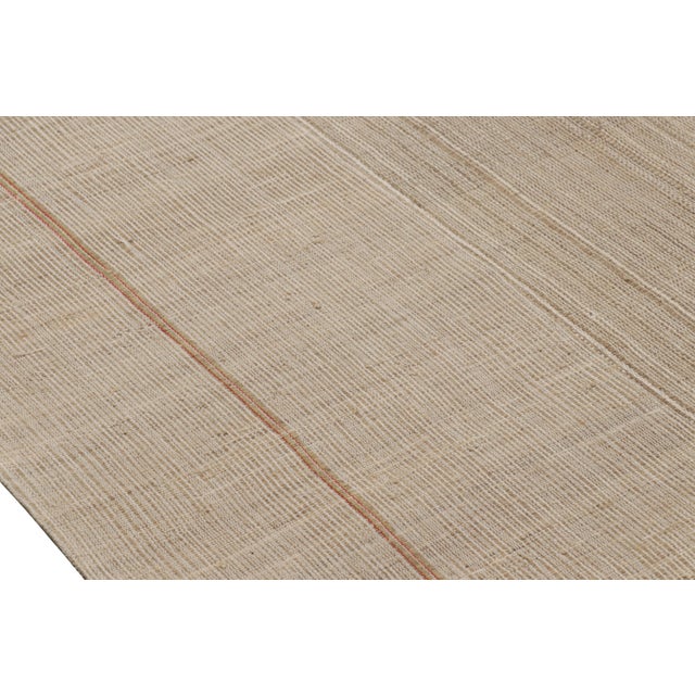 Beige Oversized Vintage Kilim in Beige-Brown and Cream Geometric Stripes - Rug & Kilim For Sale - Image 8 of 8