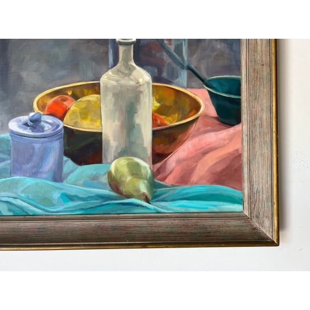 Black 70's Jam Pamhuis Mid-Century Still Life Oil on Canvas Painting For Sale - Image 8 of 12