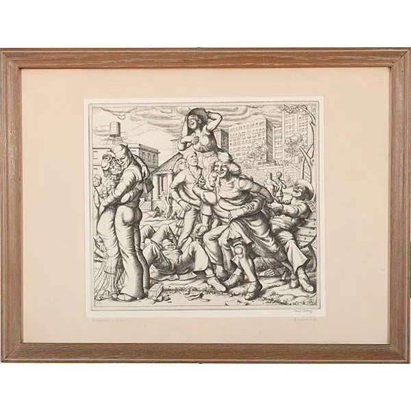 "Shore leave ", a fabulous etching by the controversial American artist Paul Cadmus is from the 1st ed. of 50 printed in...