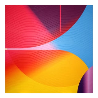 Contemporary Abstract Matte Gel Applied on Fine Art Digital Printed Canvas "Rose Shocking Améthyste Électrique # Énergique" by Jerome Tham Vo My For Sale