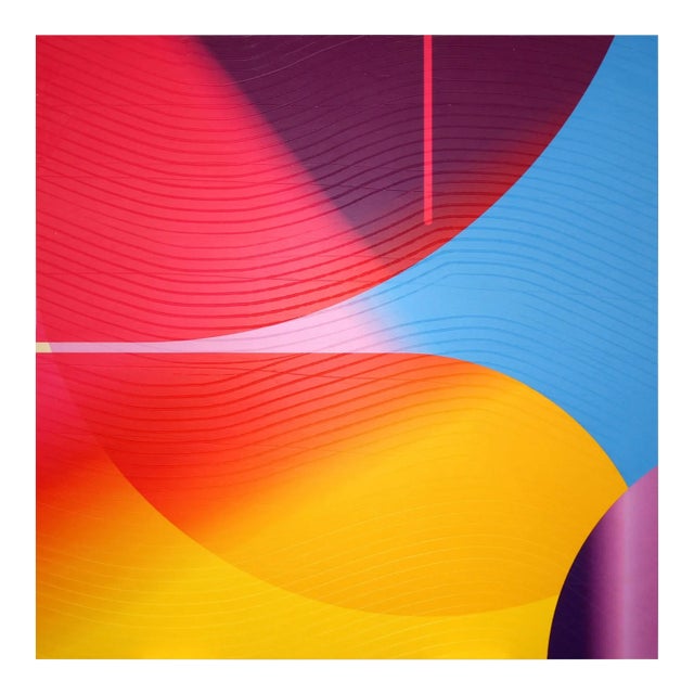 Contemporary Abstract Matte Gel Applied on Fine Art Digital Printed Canvas "Rose Shocking Améthyste Électrique # Énergique" by Jerome Tham Vo My For Sale