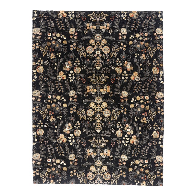 Vintage Black Pakistani Tabriz Rug, 10'03 X 13'06 For Sale