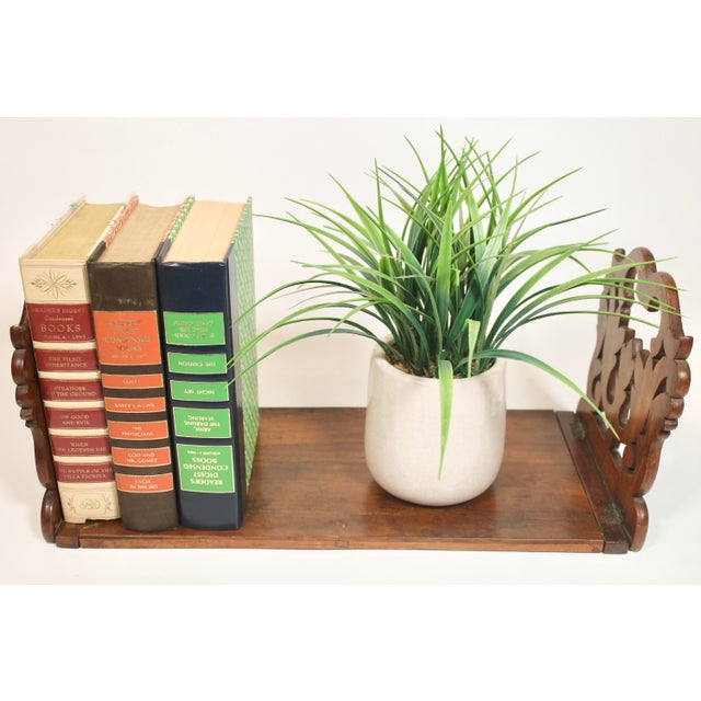Antique English Hand Carved Wooden Folding Book Shelf For Sale - Image 11 of 12
