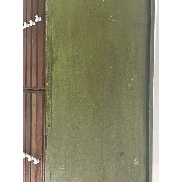 Army Green Antique Green Painted Dental Cabinet Two Sided Drawers With Porcelain Knobs Collectors For Sale - Image 8 of 12