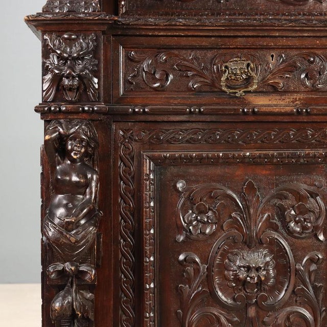 19th Century Neo-Baroque Walnut Sideboard, Italy For Sale - Image 12 of 16