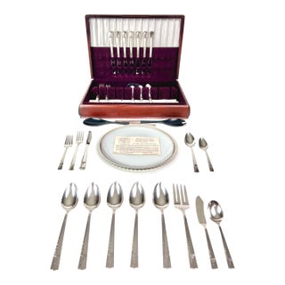 1937 Art Deco Nobility Plate "Caprice" Silverware Service for 8 With Hostess Serving Suite - 58 PCS For Sale