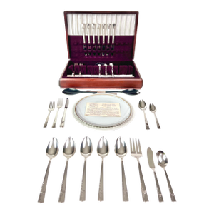 1937 Art Deco Nobility Plate "Caprice" Silverware Service for 8 With Hostess Serving Suite - 58 PCS