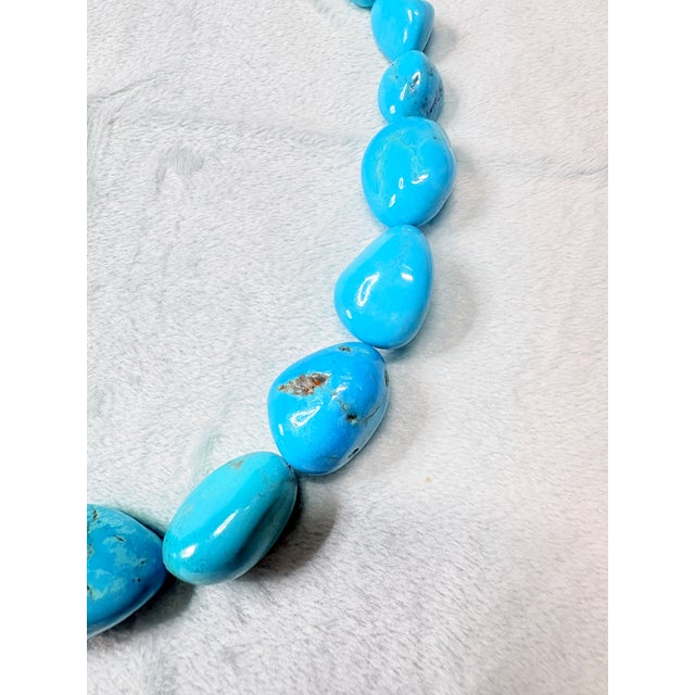 1970s Hand-Fabricated Sterling and Turquoise Nugget Necklace W/ Mosaic Inlay Clasp For Sale - Image 12 of 16