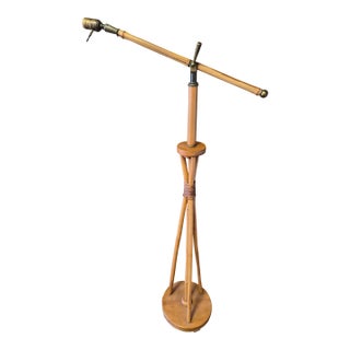 Mid-Century Bamboo Tripod Floor Lamp For Sale