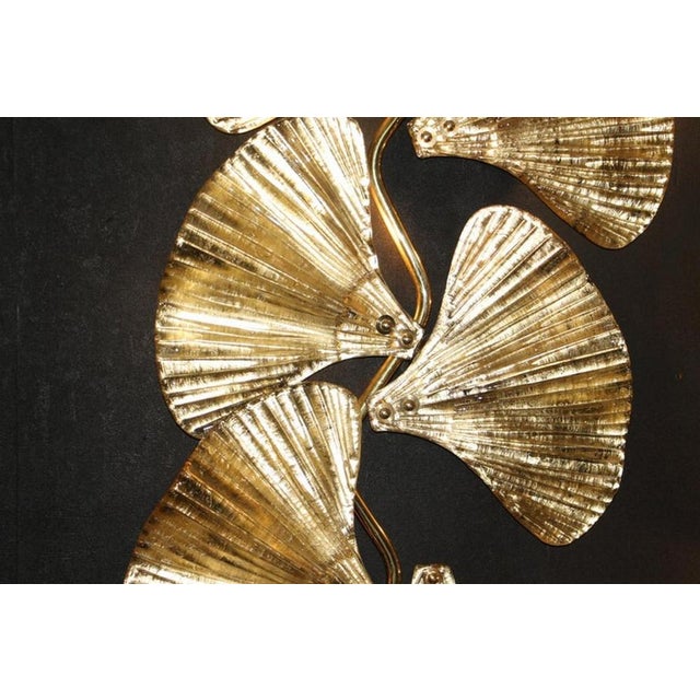 1980s Golden Gingko Murano Glass Leaf Sconces in the style of Tommaso Barbi, 1990s, Set of 2 For Sale - Image 5 of 18