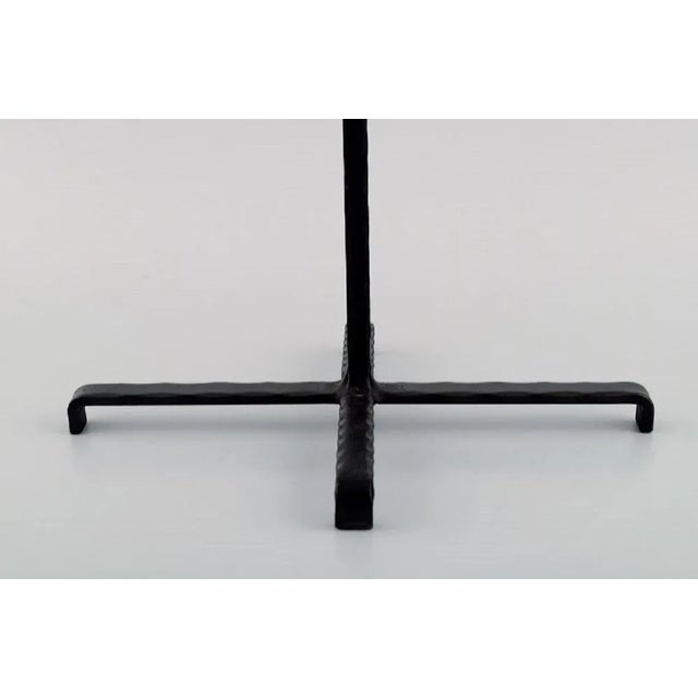 Large Candle Holder in Cast Iron with Art Glass by Erik Höglund for Kosta Boda For Sale - Image 3 of 7