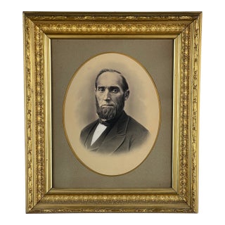 Antique Civil War Era Portrait of a Gentleman in Gilt Wood Frame For Sale