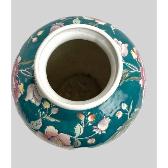 Late 20th Century Green Floral Chinoiserie Vase For Sale - Image 5 of 11