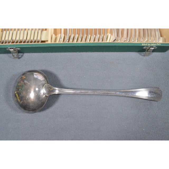 1920s Christofle Boréal Art Deco Silver-Plated Flatware Set by Luc Lanel - 37 Pieces with Case For Sale - Image 9 of 17