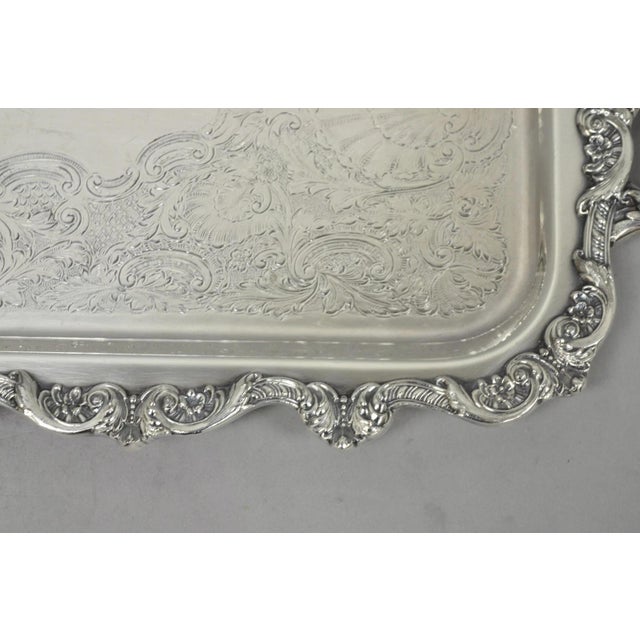 Vintage Old English Poole Silver Plated Footed Narrow Serving Platter Bar Tray For Sale - Image 13 of 17