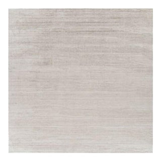 Rug & Kilim’s Oversized Textural Rug in Solid Taupe and White Tones and Striae - 14x14 For Sale