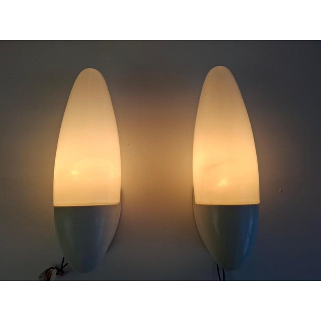Czechoslovak Space Age Milk Glass and Bakelite Wall Sconces, 1960s, Set of 2 For Sale - Image 13 of 18