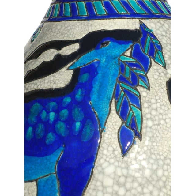 1920s Art Deco Blue Deer Pottery Vase by Charles Catteau for Boch Frères, 1920s For Sale - Image 5 of 9