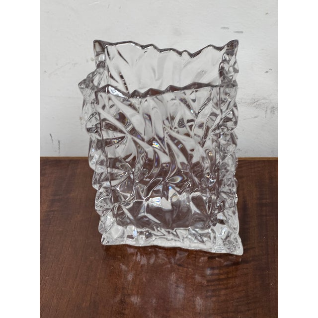 Rosenthal Tapio Wirkkala for Rosenthal Vintage Rosenthal Crystal Crushed Paper Bag Glass Vase For Sale - Image 4 of 12