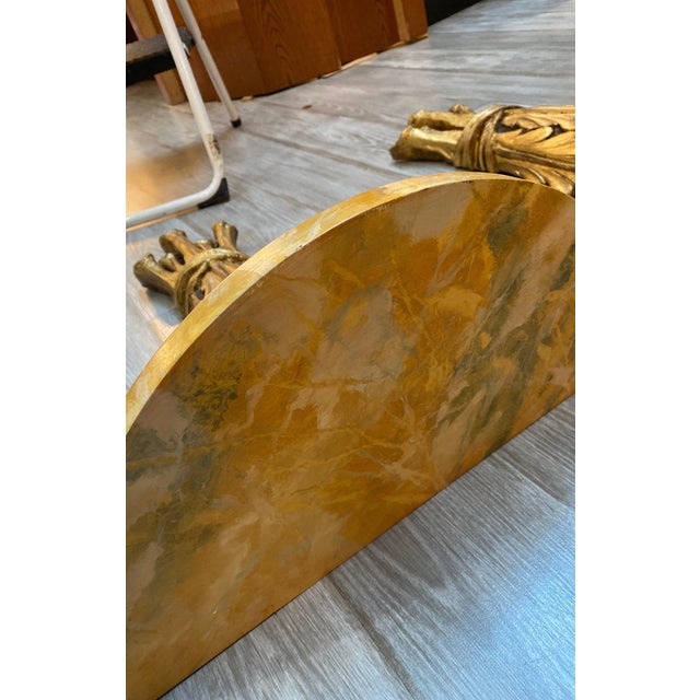 Hollywood Regency Demilune Wall Hanging Demilune Shelf Tables, Pair For Sale - Image 9 of 12