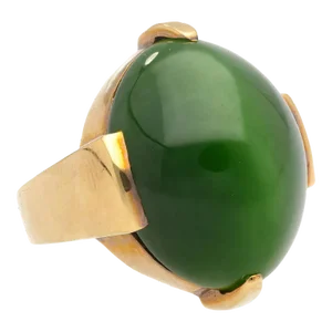 Late 20th Century Natural Cats Eye Gump Signed Ring in 14k Yellow Gold Size 6.5