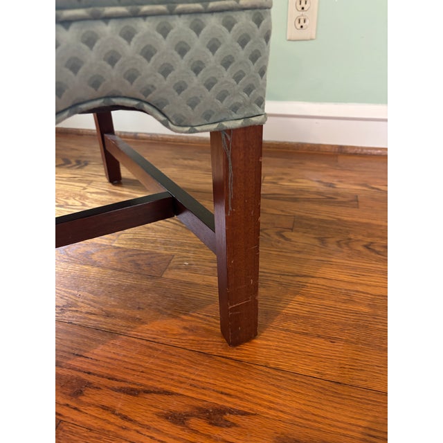 Vintage Queen Anne Style Arm Chair With Scalloped Seat Front For Sale - Image 10 of 11