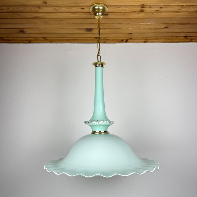 Vintage Murano Glass Pendant Lamp attributed Venini, Italy, 1970s For Sale - Image 6 of 18