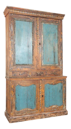 Early 19th Century Original Painted Swedish Tall Pine Cabinet