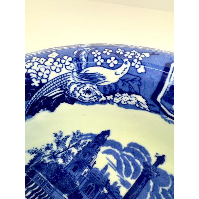 Antique Staffordshire Blue & White Transferware Bowl With Landscape For Sale In Little Rock - Image 6 of 11