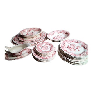 1900s Cambridge by Wood & Sons Red and White English Pottery For Sale