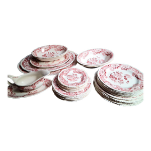 1900s Cambridge by Wood & Sons Red and White English Pottery