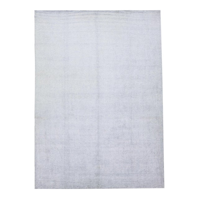 2010s Contemporary Solid Gray Handmade Wool & Silk Rug For Sale