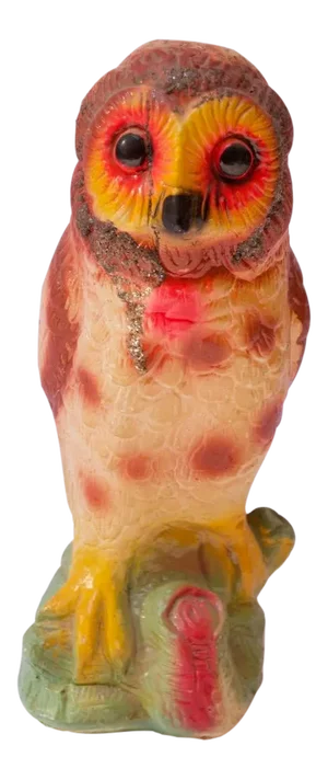 Mid-Century Carved and Painted Chalkware Owl