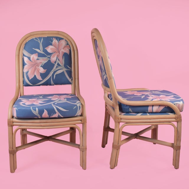 Brown Jordan Set of 4 Brown Jordan Style Rattan Side Chairs For Sale - Image 4 of 4