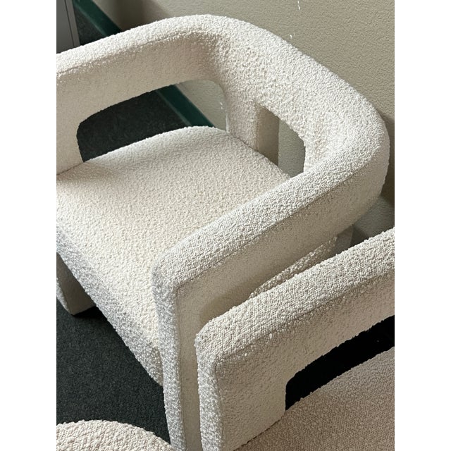 Cb2 Caleb Zipperer Stature Ivory Boucle Dining Chairs, Set of Four