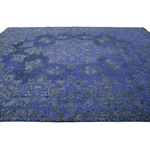 Antique Persian Purple Overdyed Wool Rug With Allover Rosette Pattern For Sale In New York - Image 6 of 10