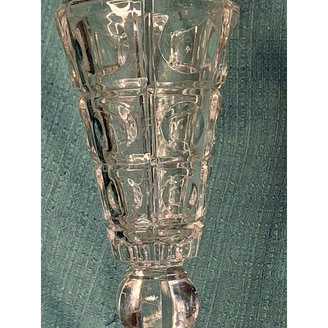 Antique 14" Tall Victorian Cut Glass Oil Lamp Fluid Burner Snuff Caps C1880 For Sale - Image 9 of 11