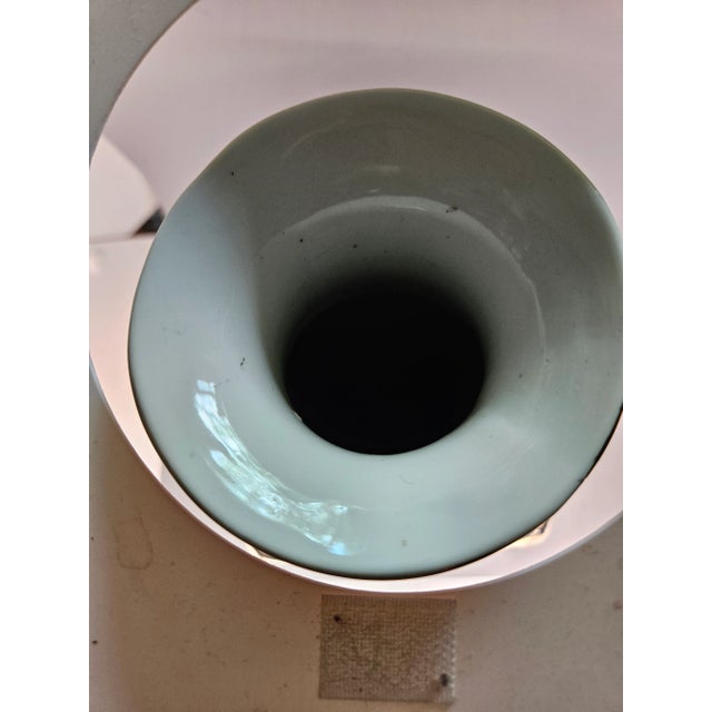 1970s Vintage Macau (Chinese) White Porcelain Square-Form Vase With Lotus in Marshland For Sale - Image 5 of 6