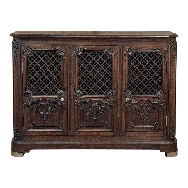 Antique Liegoise Louis XIV Credenza With Lattice Doors For Sale