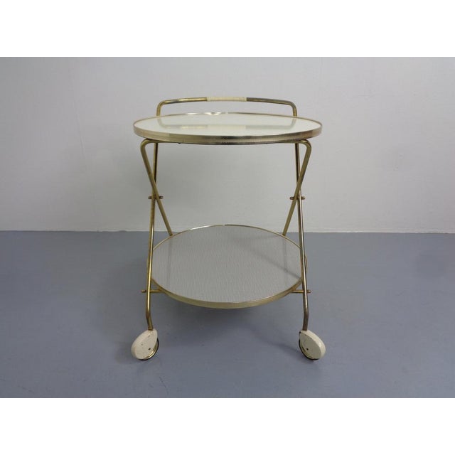 Cream Mid-Century Serving Bar Cart, 1960s For Sale - Image 8 of 18