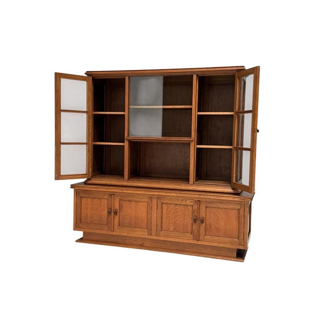 1930s Art Deco Bookcase with Glass Sliding Doors, 1930s For Sale - Image 5 of 13