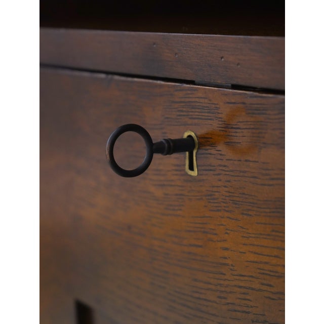 Brown Stickley Mission Oak Harvey Ellis Inlaid Fall Front Bookcase For Sale - Image 8 of 18