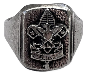 Antique Sterling Silver Usa Boy Scout Signet Ring “Be Prepared” Size 7
