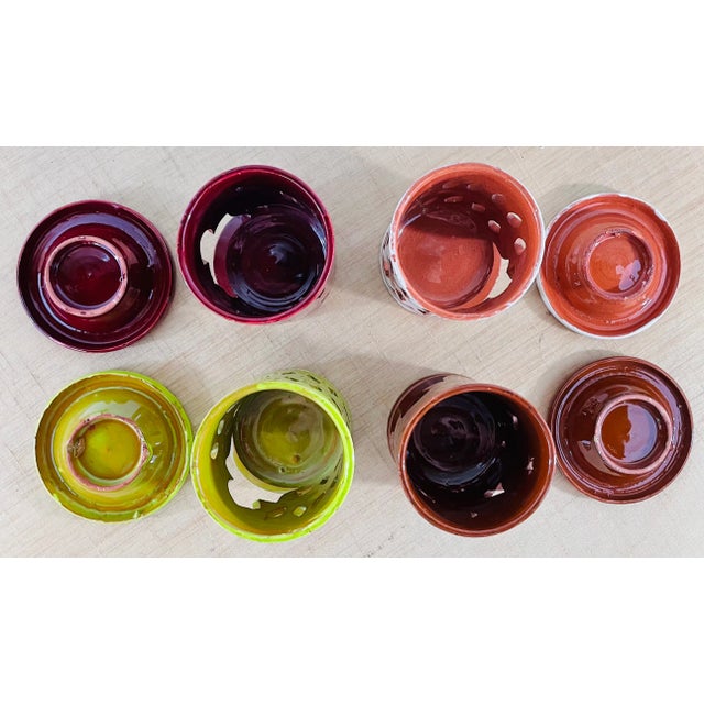 Ceramic Set of Four Compatible Moroccan Candle Holders For Sale - Image 7 of 8